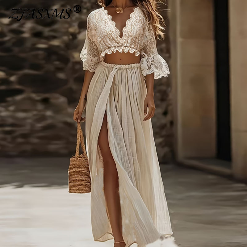 Formal Attire Woman - Женский богемный кружевной комплект из двух