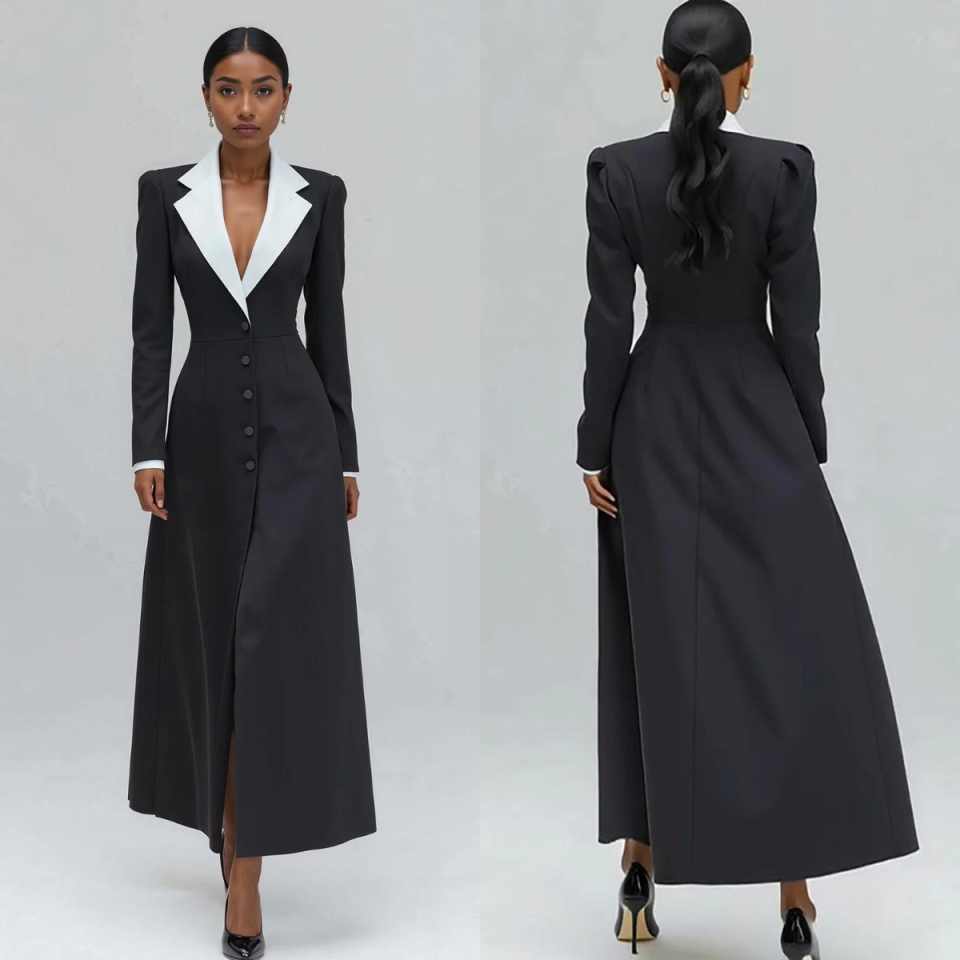 Women'S Formal Jackets To Wear With Dresses - Женский длинный блейзер-пиджак А-силуэта, цельный, для
