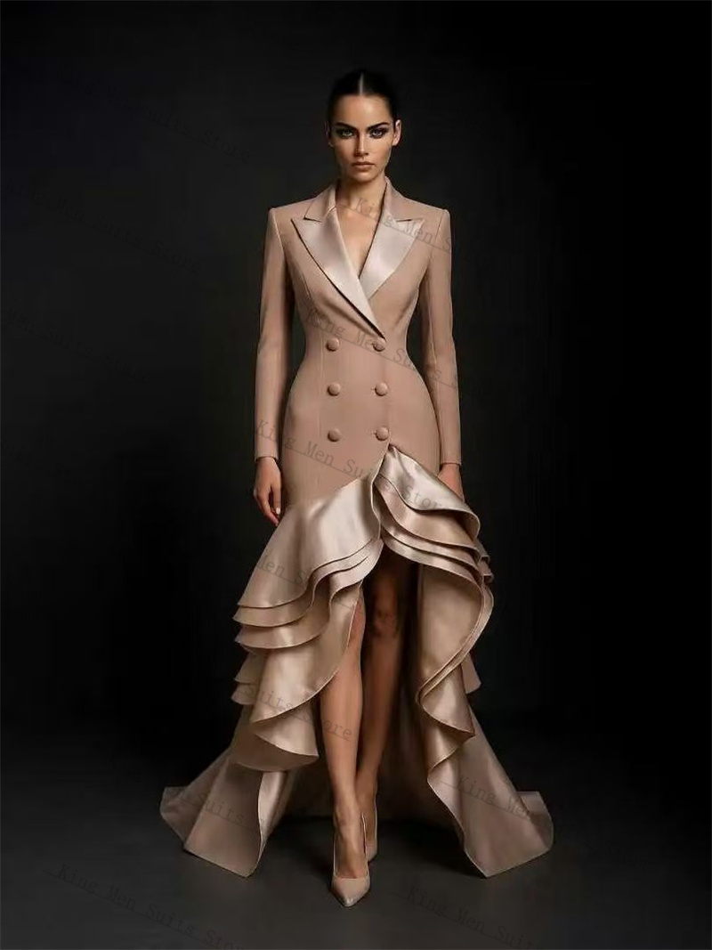 Women'S Formal Jackets To Wear With Dresses - Женские костюмы цвета шампанского, цельный длинный