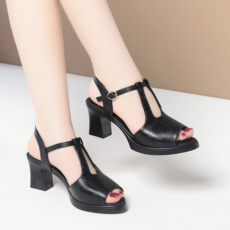Черные кожаные босоножки с Т-о – обзор и цена Formal Women Daily Wear Sandals